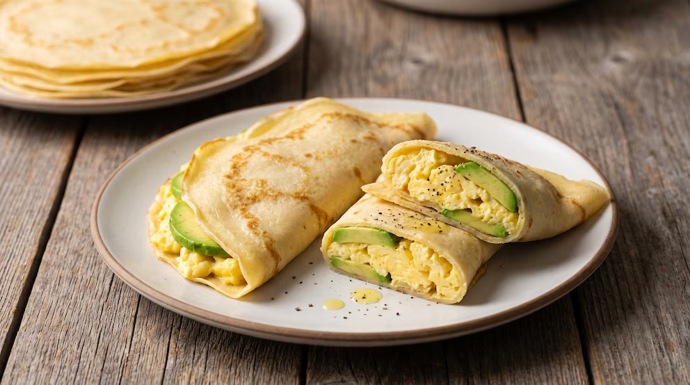 Panqueques con huevos revueltos y palta: una opción rápida para el&nbsp;desayuno